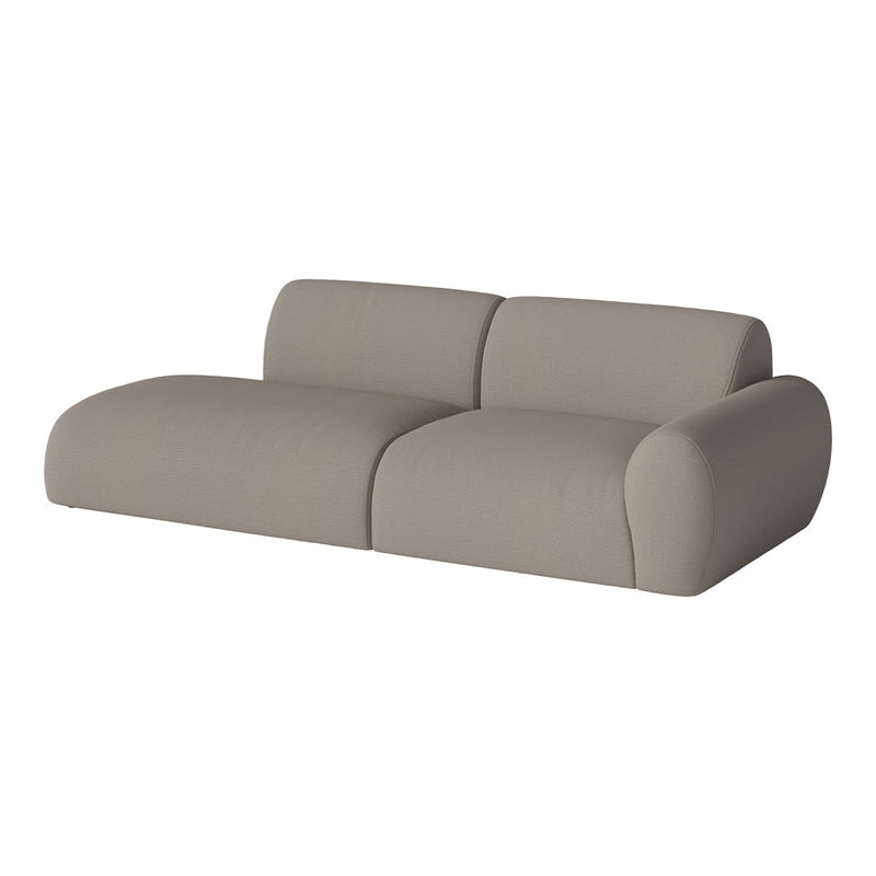 Light gray modern sofa with a smooth, minimalist design, featuring soft, rounded edges for a cozy aesthetic.