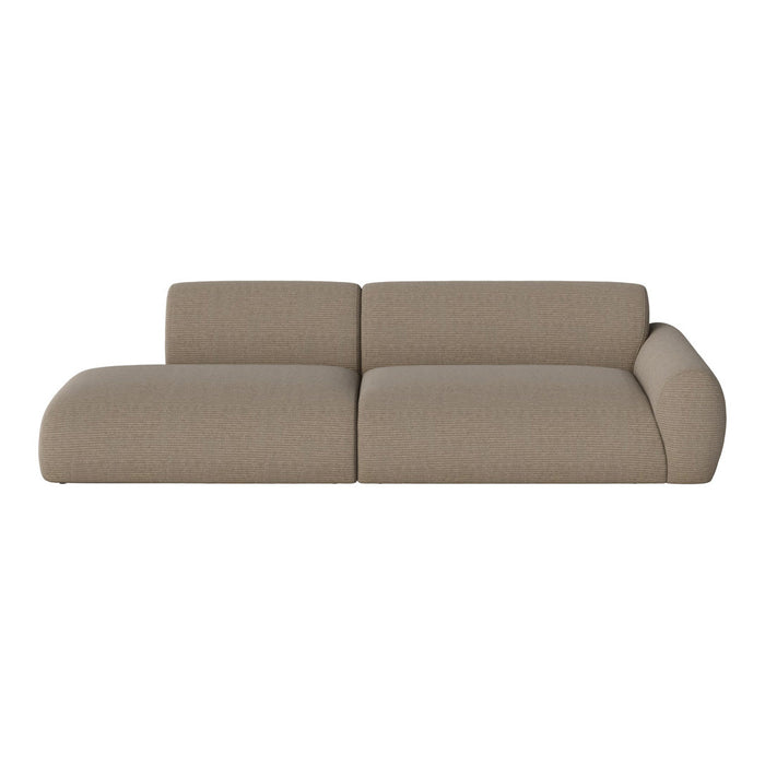 Beige textured sofa with a modern design, featuring subtle ribbed patterns for added dimension and style.