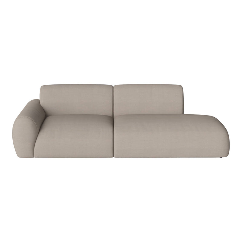 Beige sectional sofa with a smooth, minimalist design and rounded edges. Perfect for modern living spaces.