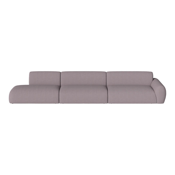 Light gray modern sofa with smooth, streamlined design and minimalistic pattern. Perfect for contemporary interiors.