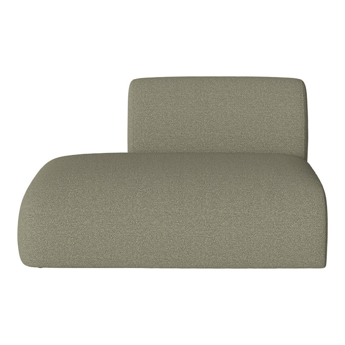 Sleek olive green lounge chair with a textured fabric finish, ideal for modern interiors.