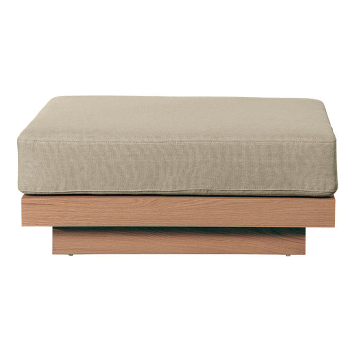 Beige cushion on a sleek wooden base, featuring minimalistic design and smooth textures for contemporary decor.