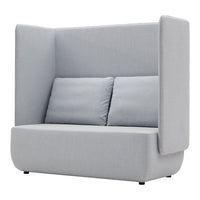 Light gray fabric two-seat sofa with clean lines and a modern design, featuring simple cushions and no patterns.