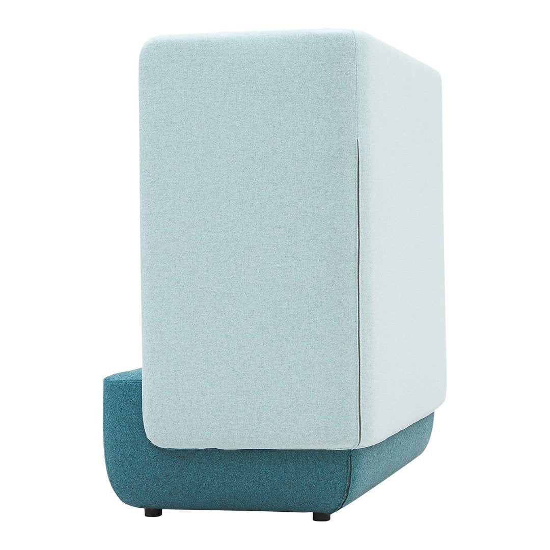 Modern two-tone sofa featuring a soft aqua blue base and a light pastel green back, perfect for contemporary spaces.
