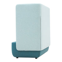 Modern two-tone sofa featuring a soft aqua blue base and a light pastel green back, perfect for contemporary spaces.