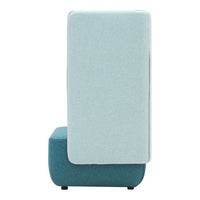 Light blue and teal modern sofa, featuring a sleek, minimalist design with soft textures. Perfect for contemporary spaces.