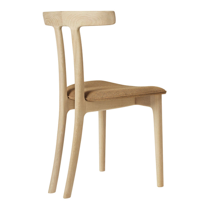 Natural wood chair with a smooth beige finish and a simple, minimalist design. Ideal for modern decor.