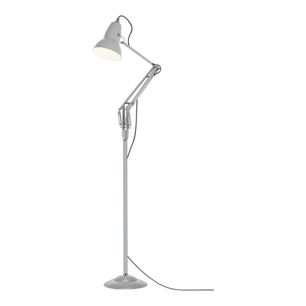 Modern silver adjustable floor lamp with a minimalist design and sleek, streamlined style. Perfect for any decor.
