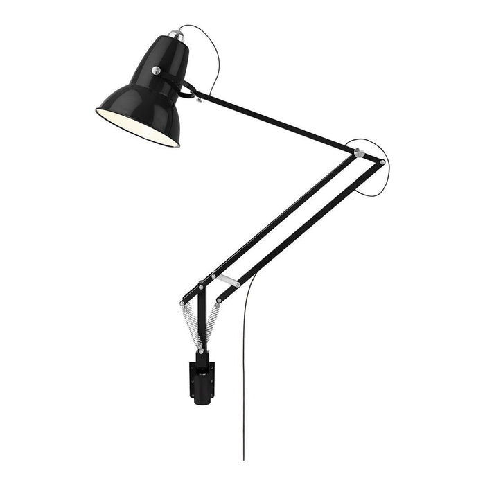 Black adjustable wall lamp with sleek metallic accents and minimalistic design. Ideal for modern decor.