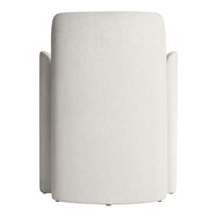 Textured cream fabric armchair with a minimalistic design and soft, neutral color palette.