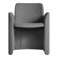 Stylish gray upholstered chair with a smooth, minimalist design and soft texture. Perfect for modern interiors.