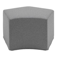 Gray pentagon-shaped pouf with a smooth texture, perfect for modern decor and versatile seating solutions.