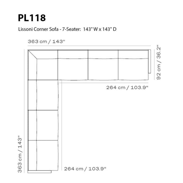 Lissoni corner sofa with a modern design, featuring a sleek lines pattern in a neutral color palette.