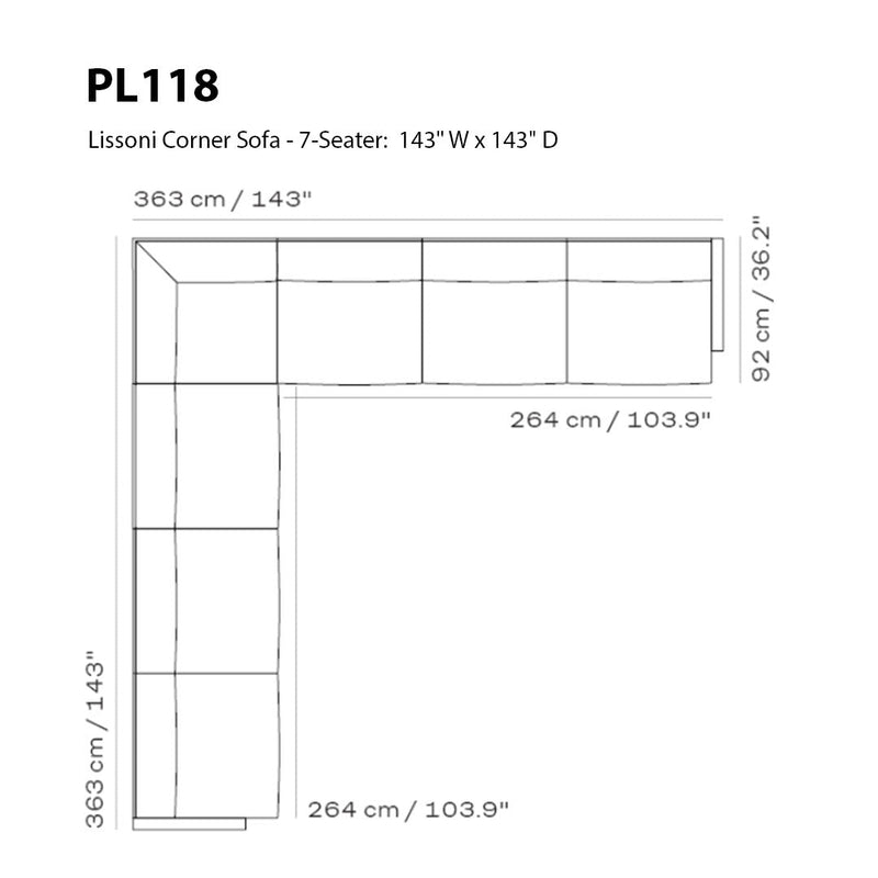 Lissoni corner sofa with a modern design, featuring a sleek lines pattern in a neutral color palette.