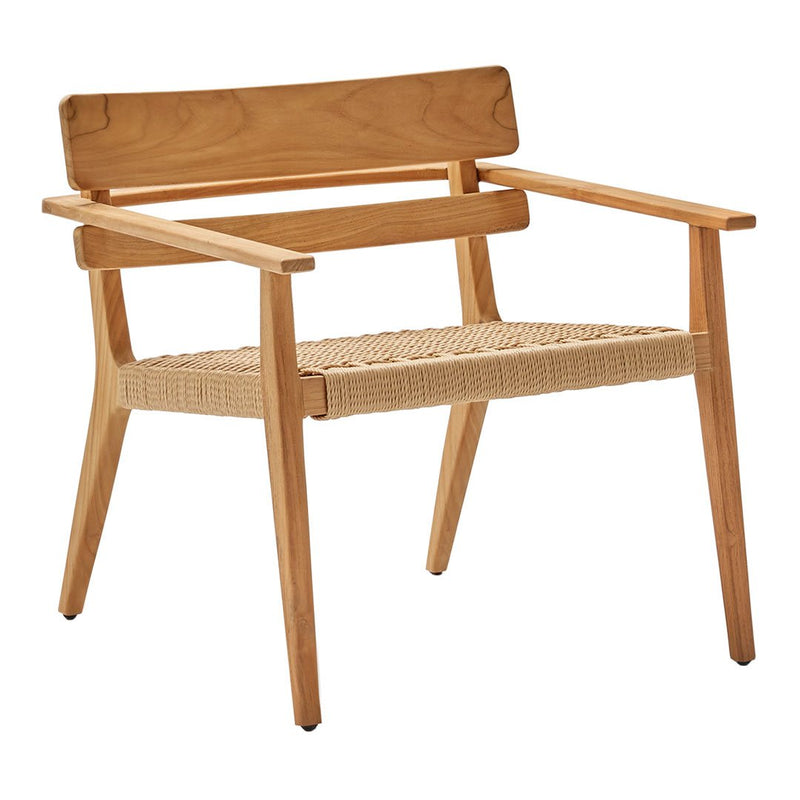 Light wood chair with woven natural seat and back, featuring a minimalist design and neutral tones. Ideal for modern décor.