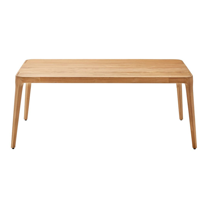 Natural wood dining table with a light oak finish and smooth, minimalist design. Ideal for modern decor.