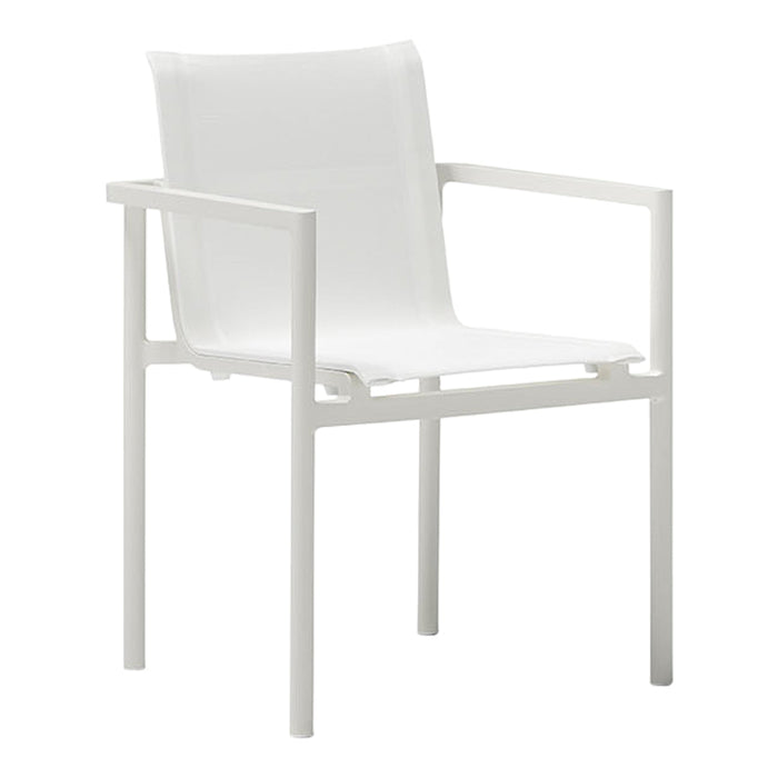 White modern chair with a sleek design, featuring a minimalist pattern and a clean, contemporary look. Perfect for any decor.