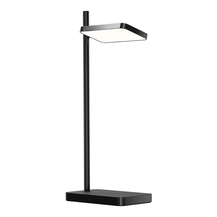 Sleek black desk lamp with a modern square shade, minimalist design and smooth finish. Perfect for contemporary interiors.