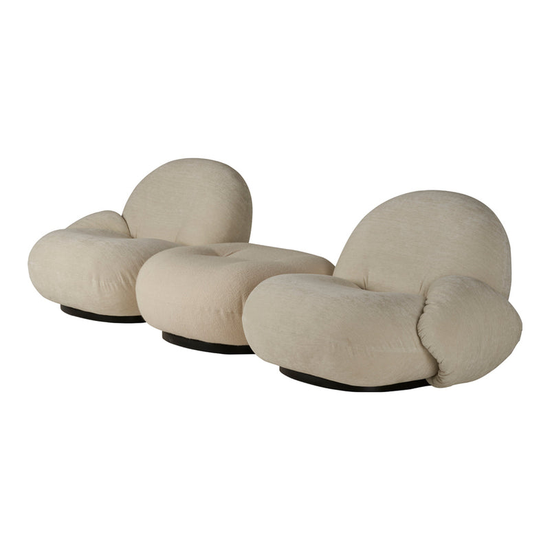"Beige, plush modern lounge chairs with smooth, rounded shapes and a soft texture, perfect for stylish interiors."