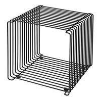 Black wire cube storage organizer with sleek horizontal lines and open design. Ideal for modern decor.