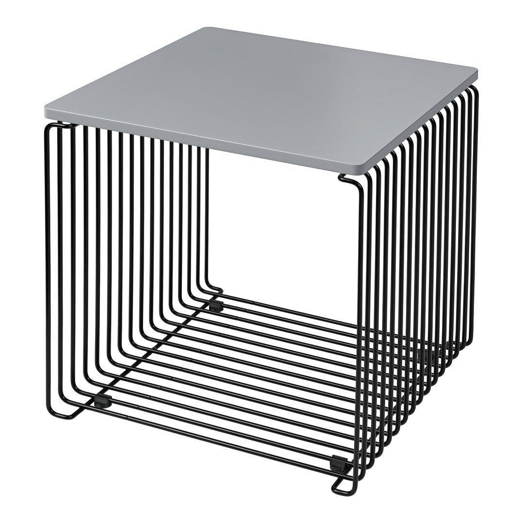 Gray top with sleek black wireframe base, featuring a minimalist modern design and geometric lines.