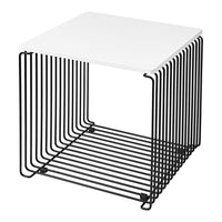 Black wireframe table with a sleek white top, showcasing a modern and minimalist design. Perfect for contemporary decor.
