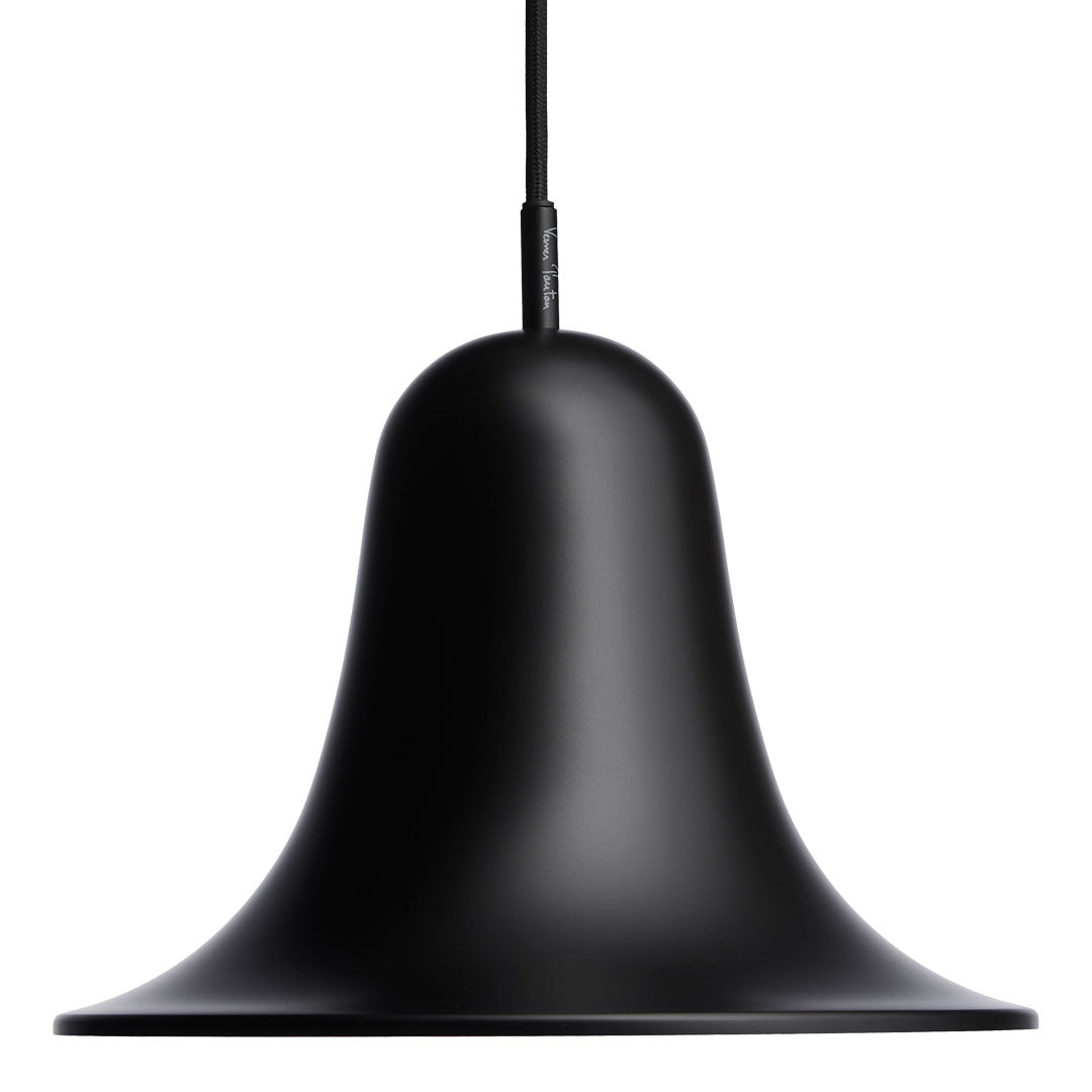 Matte black bell-shaped pendant light with a smooth, modern design, perfect for stylish interiors.