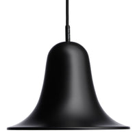Matte black bell-shaped pendant light with a smooth, modern design, perfect for stylish interiors.
