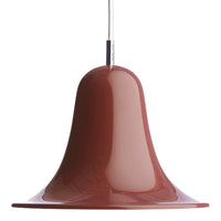 Bell-shaped pendant lamp in a glossy terracotta finish with a smooth, modern design. Ideal for contemporary spaces.