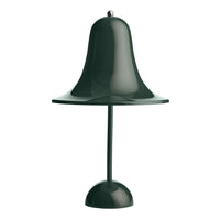 Glossy dark green bell-shaped lamp with a smooth finish and minimalist design. Ideal for modern decor.