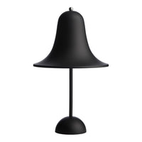 Black bell-shaped lamp with a smooth matte finish and a round base, adding modern elegance to any space.