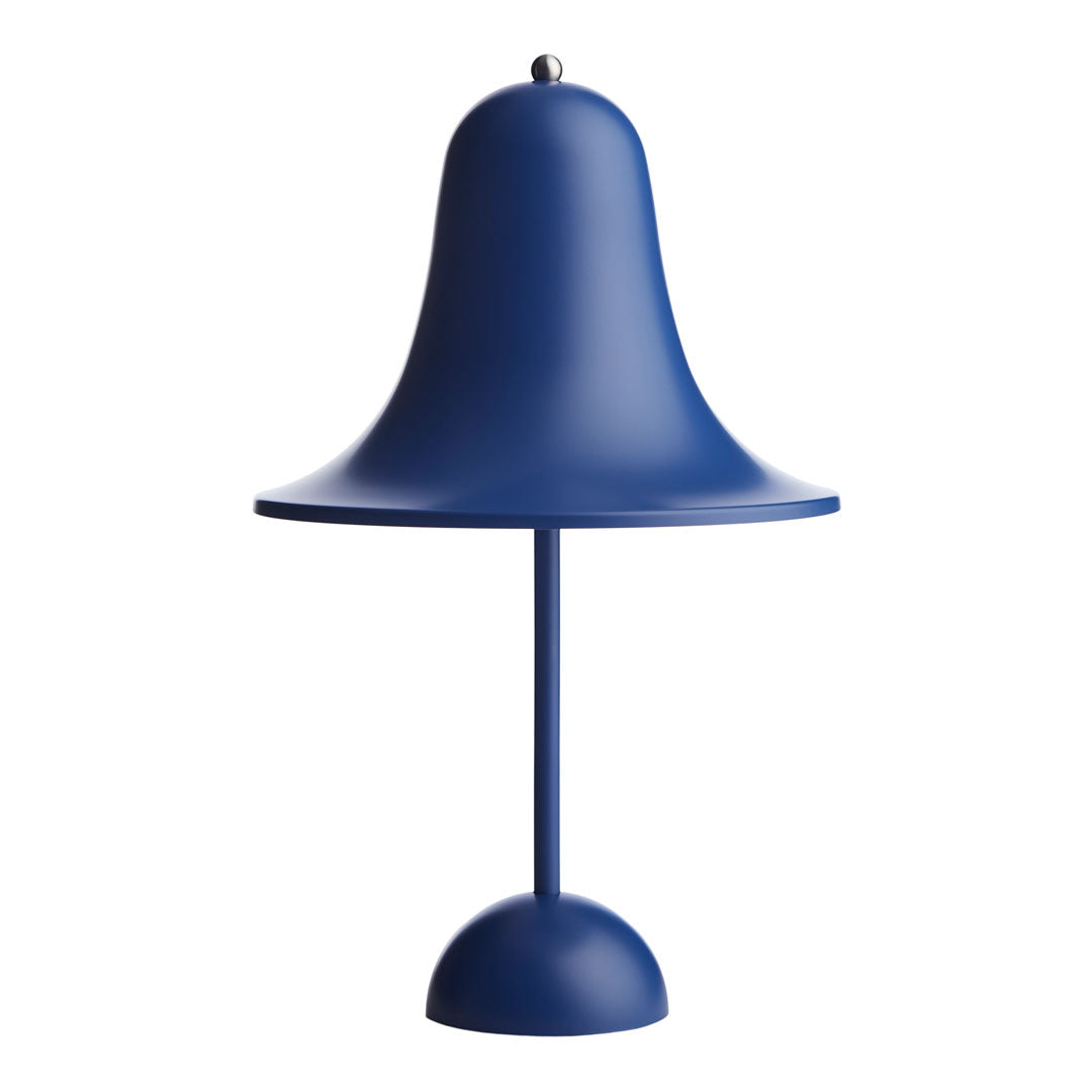 Navy blue bell-shaped lamp with a sleek design and smooth finish, perfect for modern decor.