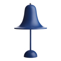 Navy blue bell-shaped lamp with a sleek design and smooth finish, perfect for modern decor.