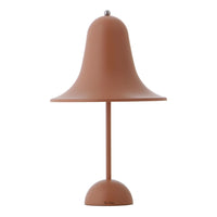 Terracotta bell-shaped lamp with a smooth matte finish and a round base, offering a modern minimalist aesthetic.