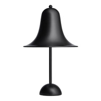 Black bell-shaped lamp with a smooth, matte finish and a minimalist design. Perfect for modern decor.