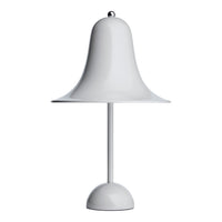 White bell-shaped lamp with a smooth, glossy finish and minimalistic design. Perfect for modern decor.