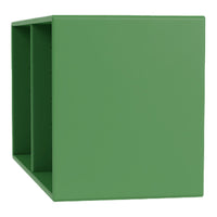 Matte green storage cube with a sleek, minimalist design and no patterns, perfect for modern decor.