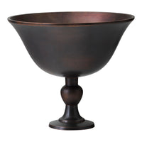 Bronze colored pedestal bowl with a smooth, glossy finish and a subtle gradient from dark to light.