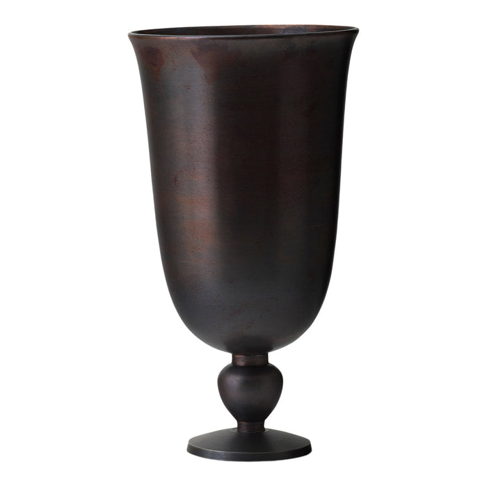 Bronze metallic vase with a smooth, glossy finish and elegant tapered silhouette. Ideal for chic decor.