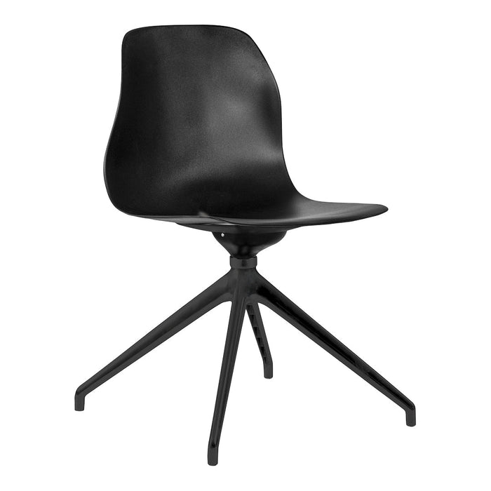 Black modern chair with a sleek, minimalist design and a matte finish on both seat and base. Ideal for contemporary decor.