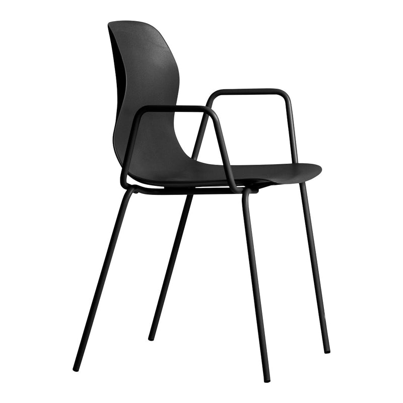 Stylish black chair with smooth finish and minimalist design, perfect for modern interiors.