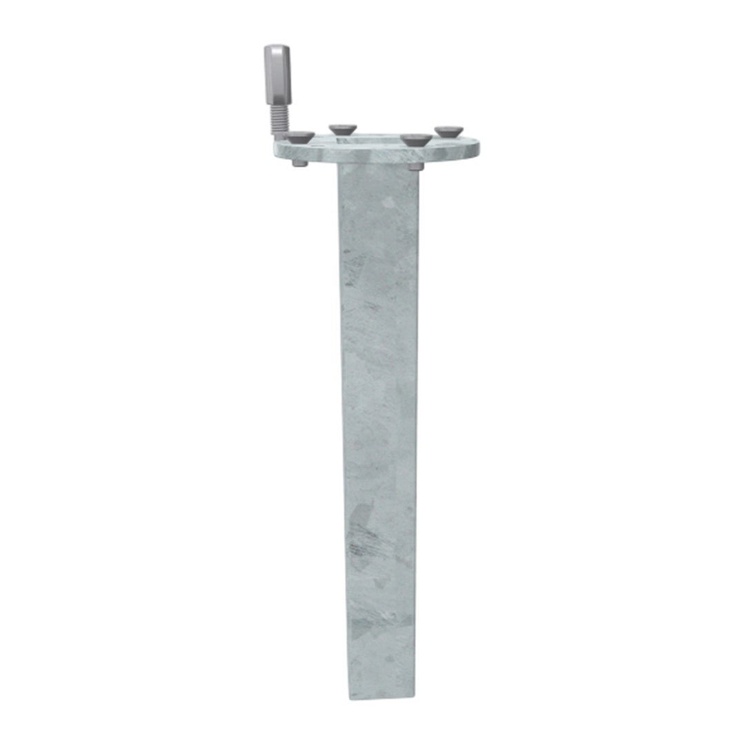 Light gray column with a circular top featuring a subtle marble pattern and metallic accents.