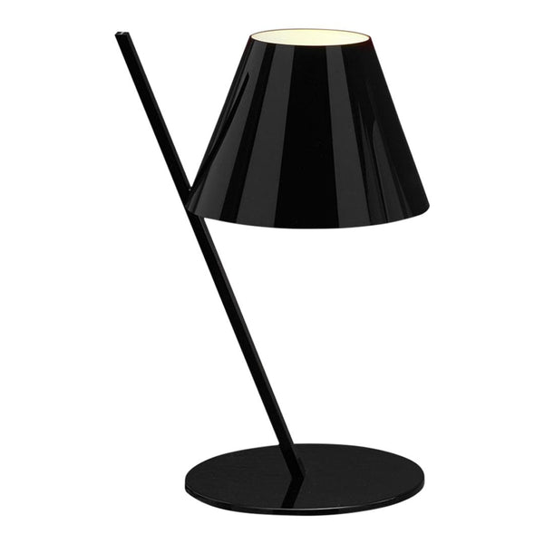 Sleek black desk lamp with a modern cone-shaped shade and minimalist design. Perfect for stylish interiors.