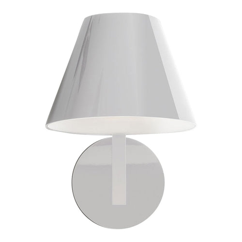 Sleek white wall lamp with a glossy finish and simple, modern design, perfect for contemporary decor.