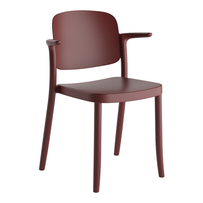 Stylish maroon chair with a sleek, minimalist design and smooth, solid finish. Perfect for modern decor.