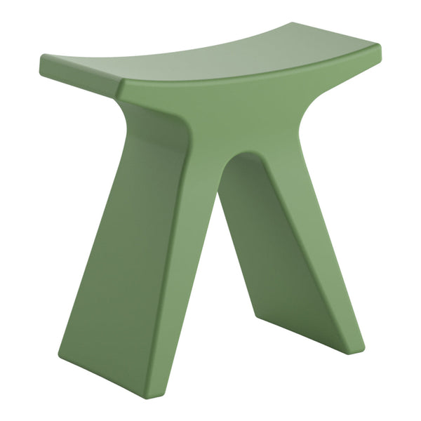 Green modern stool with a sleek, minimalist design and a smooth matte finish, perfect for contemporary decor.