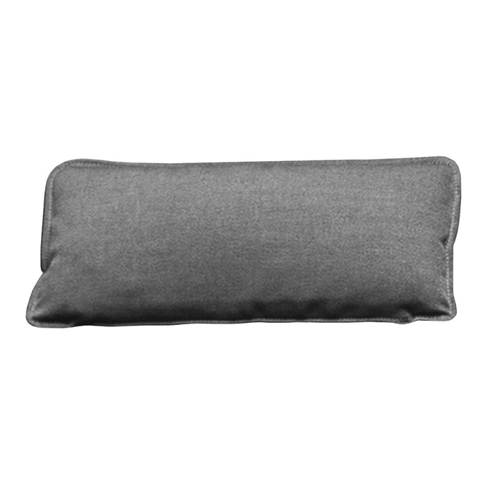 Gray rectangular pillow with a smooth, textured fabric surface. Simple, modern design suitable for any decor.