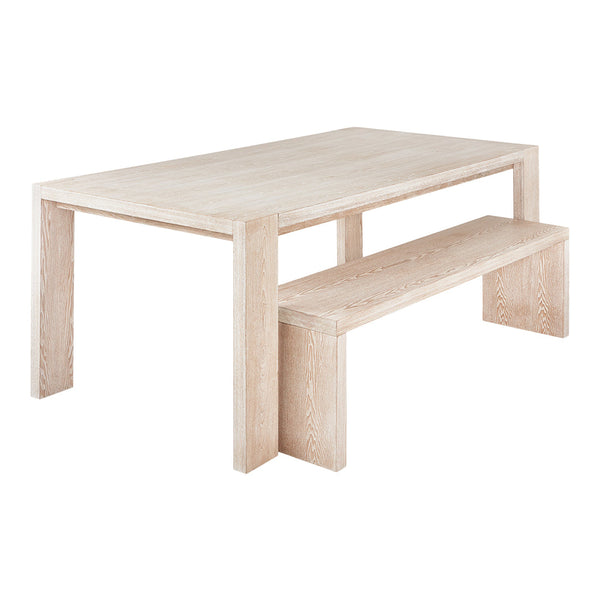 Light wood dining table with a sleek, minimalist design and smooth, natural texture. Perfect for modern interiors.