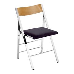 Pocket Wood Chair - Chromed Steel - Seat Upholstered