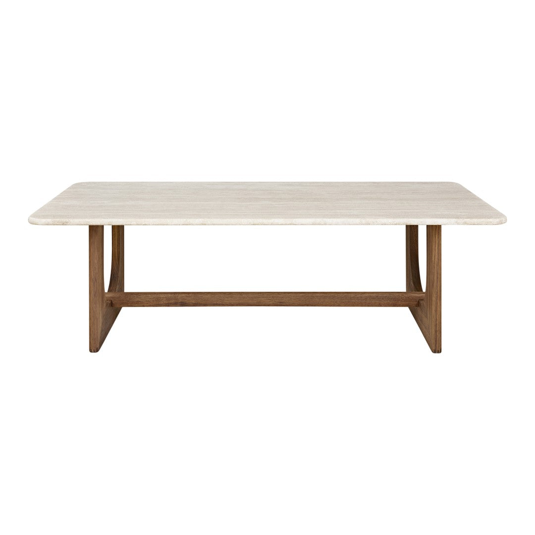 Light beige tabletop with a smooth finish and a dark wood base, perfect for modern decor.